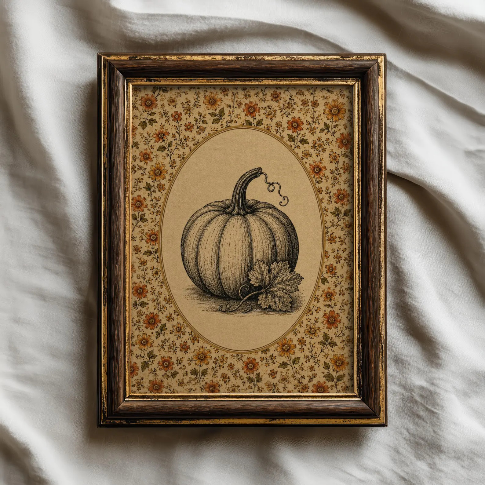 Vintage Pumpkin Printable Wall Art | Floral Cottagecore Fall Decor | Dark Academia Autumn Print |... | Etsy (Global)