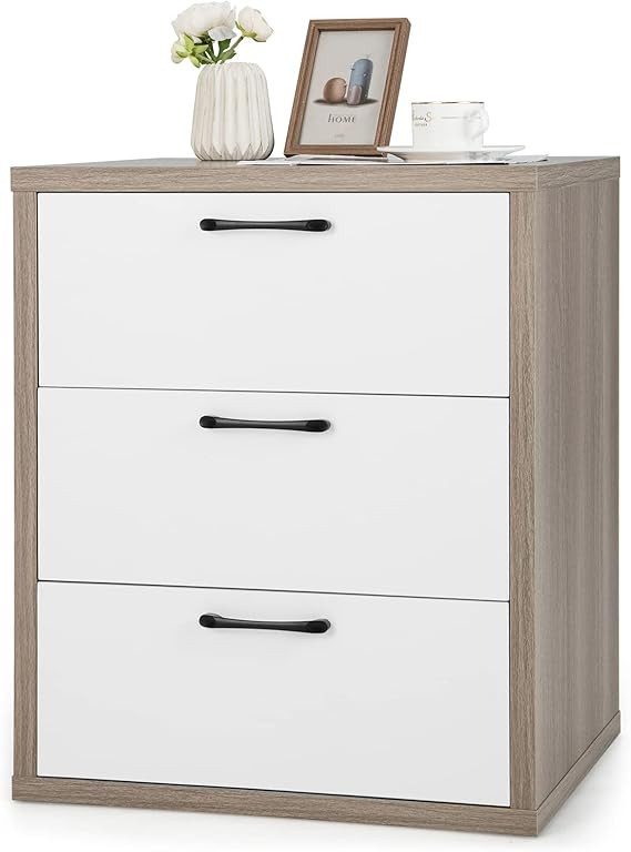 GOFLAME 3-Drawer Dresser, Modern Chest of Drawers, Floor Wooden Storage Organizer with 3 Pull-Out... | Amazon (US)