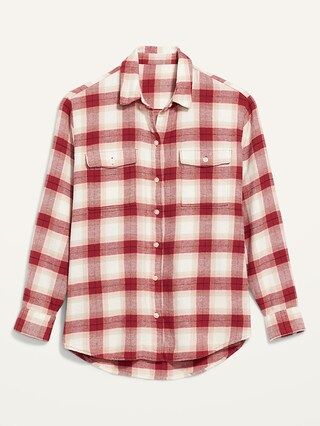 Oversized Plaid Flannel Boyfriend Tunic Shirt for Women | Old Navy (US)