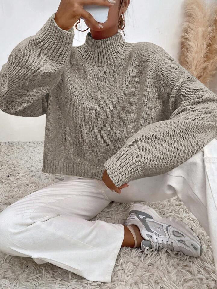 Solid Turtleneck Sweater | SHEIN USA | SHEIN