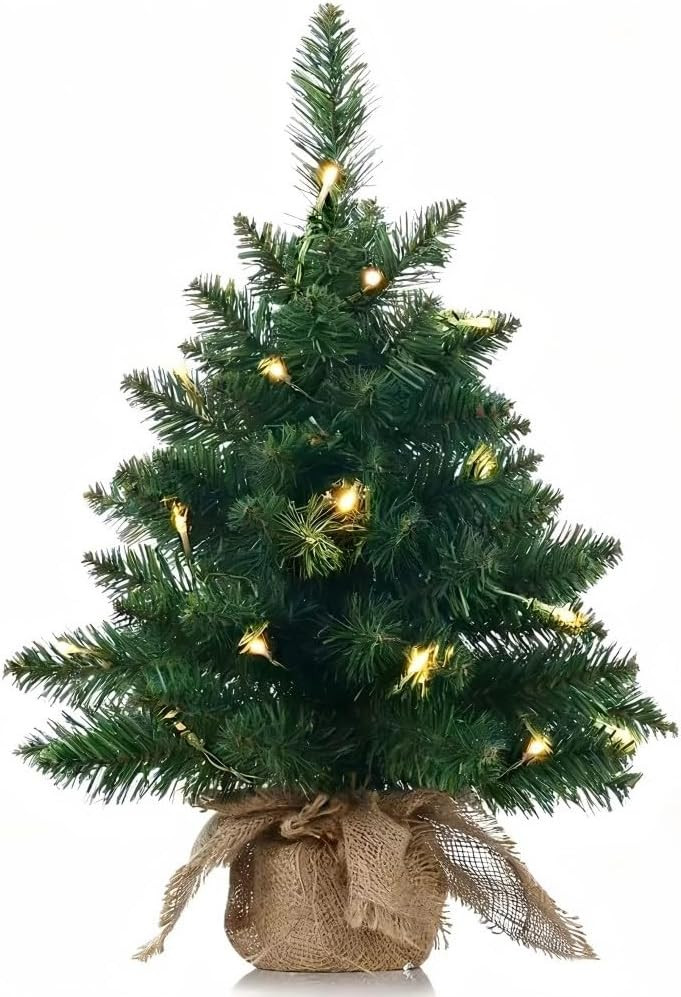 Mini Christmas Tree with Lights,Holiday Artificial Flocked Mini Christmas Tree Decoration,Include... | Amazon (US)