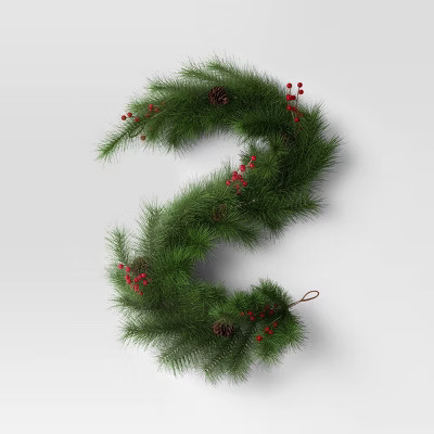 Christmas Long Needle Pine and Red Berry Artificial Garland - Threshold™ | Target