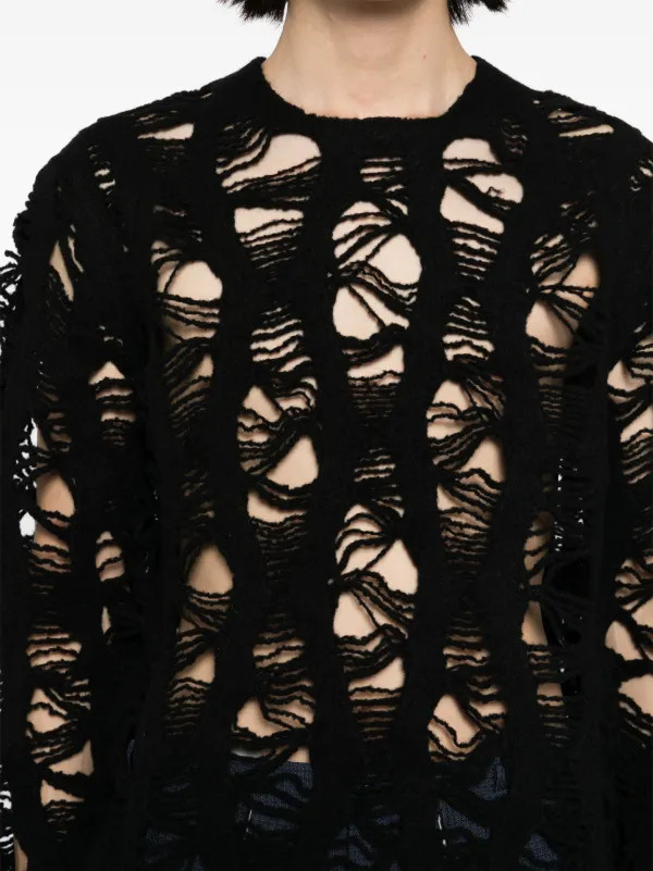 Comme Des Garçons Homme Plus Shredded Jumper | Black | FARFETCH | Farfetch Global