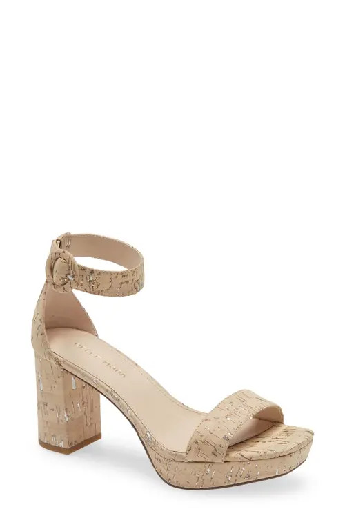 Pelle Moda Amari Platform Block Heel Sandal in White Washed Cork at Nordstrom, Size 11 | Nordstrom