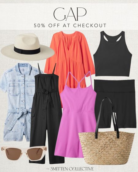Grab 50% off at checkout at Gap! Some of my favorites include this jean romper, black romper, workout gear, straw tote bag, sunglasses, straw hat, sundress, athletic tennis dress, and more!! So many great deals!! 

gap, gap sale, gap athleisure, athleisure, summer dress, sale alert, vacation, summer outfits, summer style, summer looks, summer fashion

#LTKsalealert #LTKSeasonal #LTKstyletip