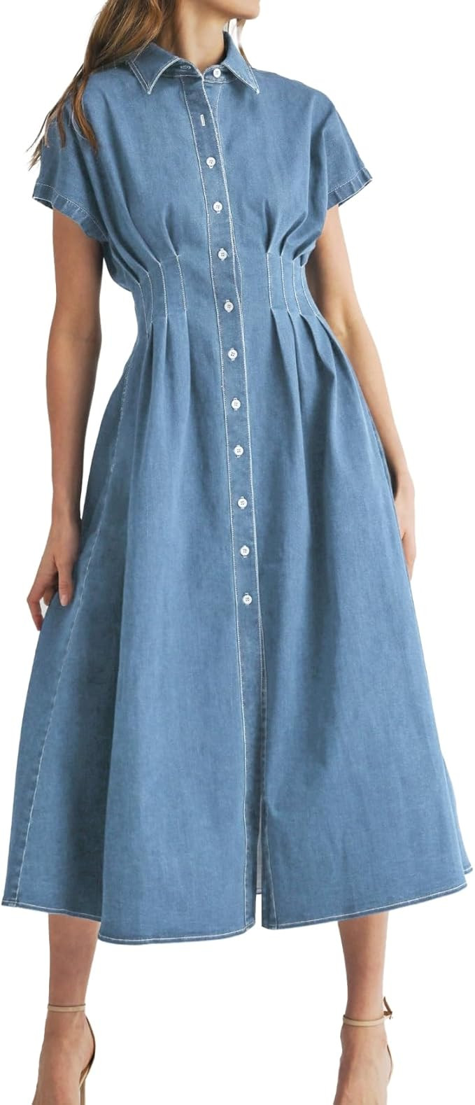 Denim Shirt Dress Jean Dress Long Dresses | Amazon (US)