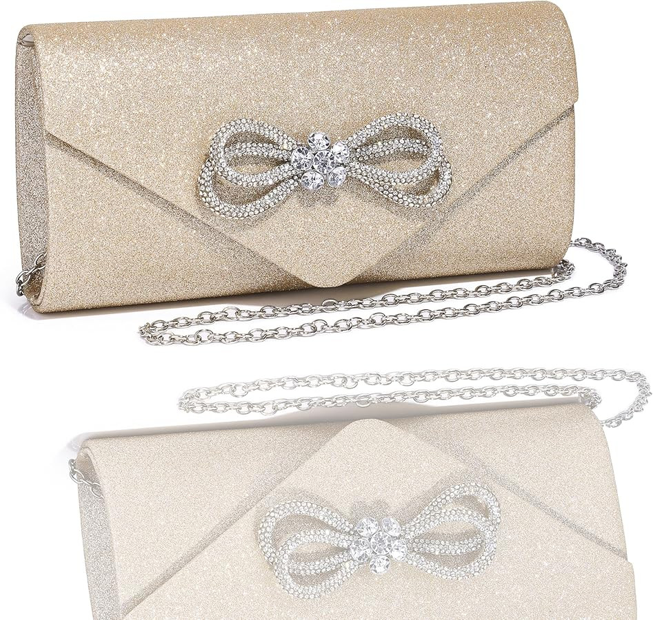 Womens Evening Bag Sparkly Bow Clutch Purse Wedding Party Purses Glitter Rhinestone Cocktail Prom... | Amazon (US)