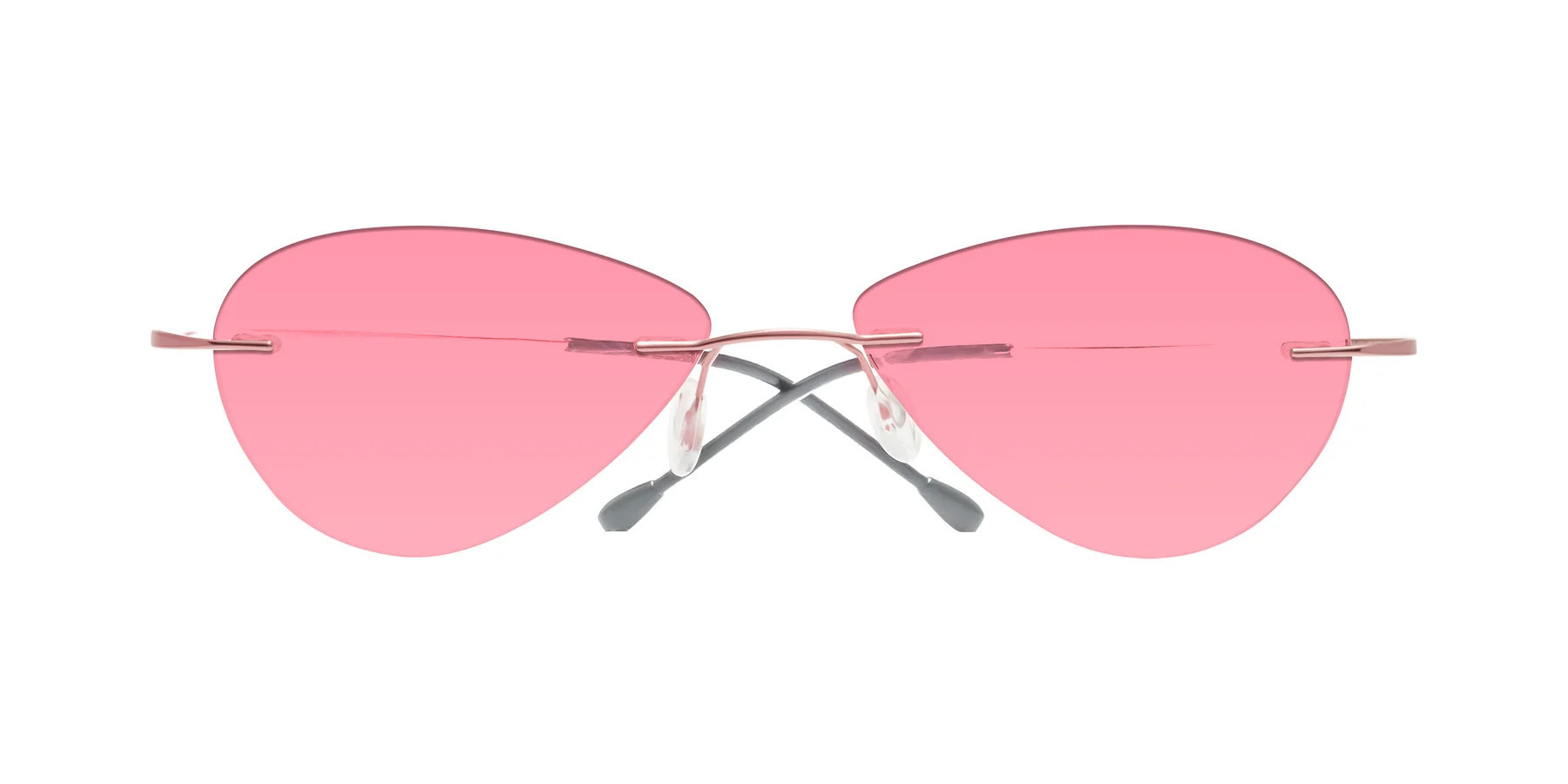 Light Pink Flexible Geometric Rimless Tinted Sunglasses with Pink Sunwear Lenses | Yesglasses