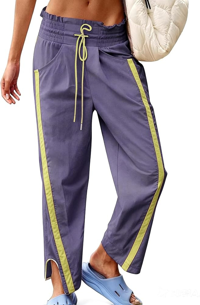 Track Pants Women Casual Drawstring Barrel Pant Lightweight Baggy Contrast Color Workout Pants wi... | Amazon (US)