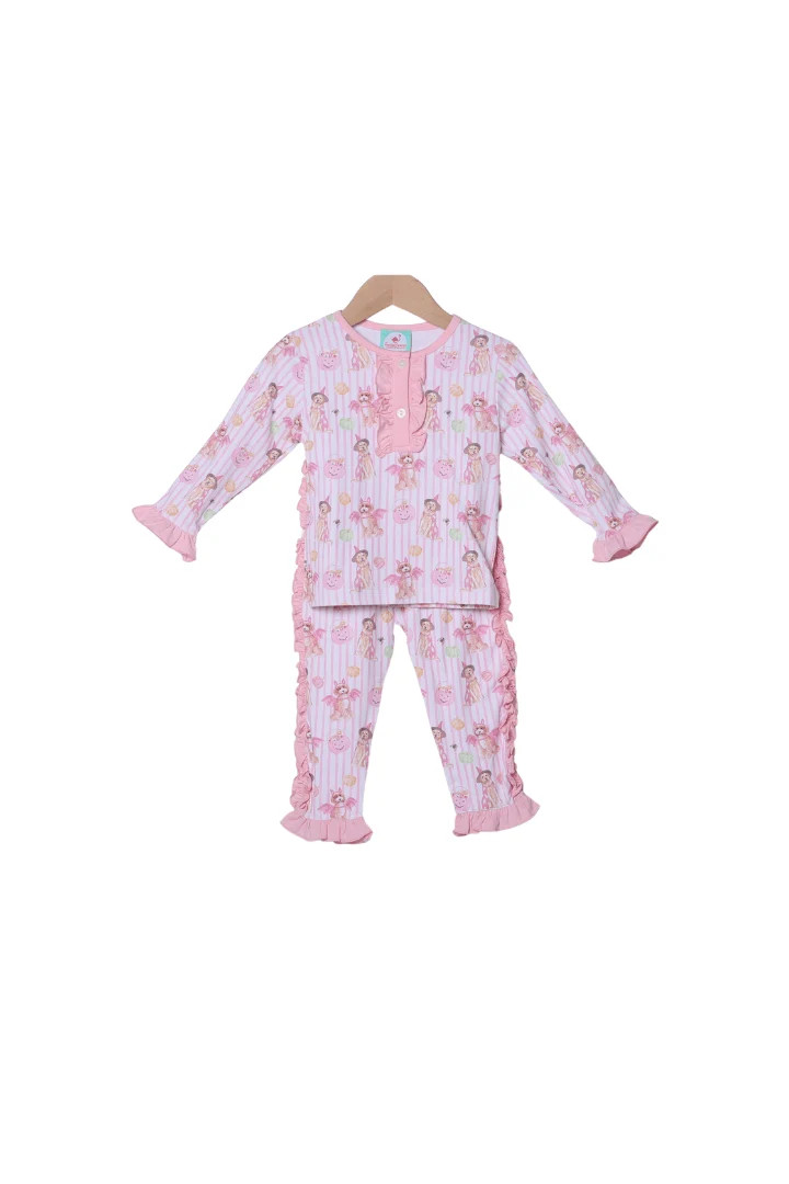 Trick or Treat Puppy Pink Lounge Set | The Smocked Flamingo