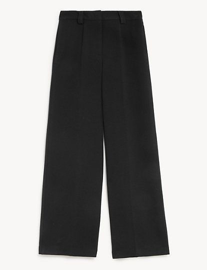 Crepe Tab Detail Wide Leg Trousers | M&S Collection | M&S | Marks & Spencer (UK)