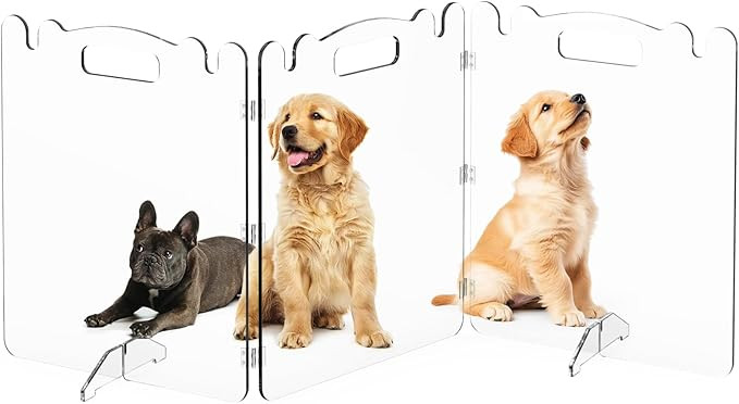 Clear Acrylic Pet Dog Gate - Folding Transparent Gates for Small Dogs Pets - Freestanding Foldabl... | Amazon (US)