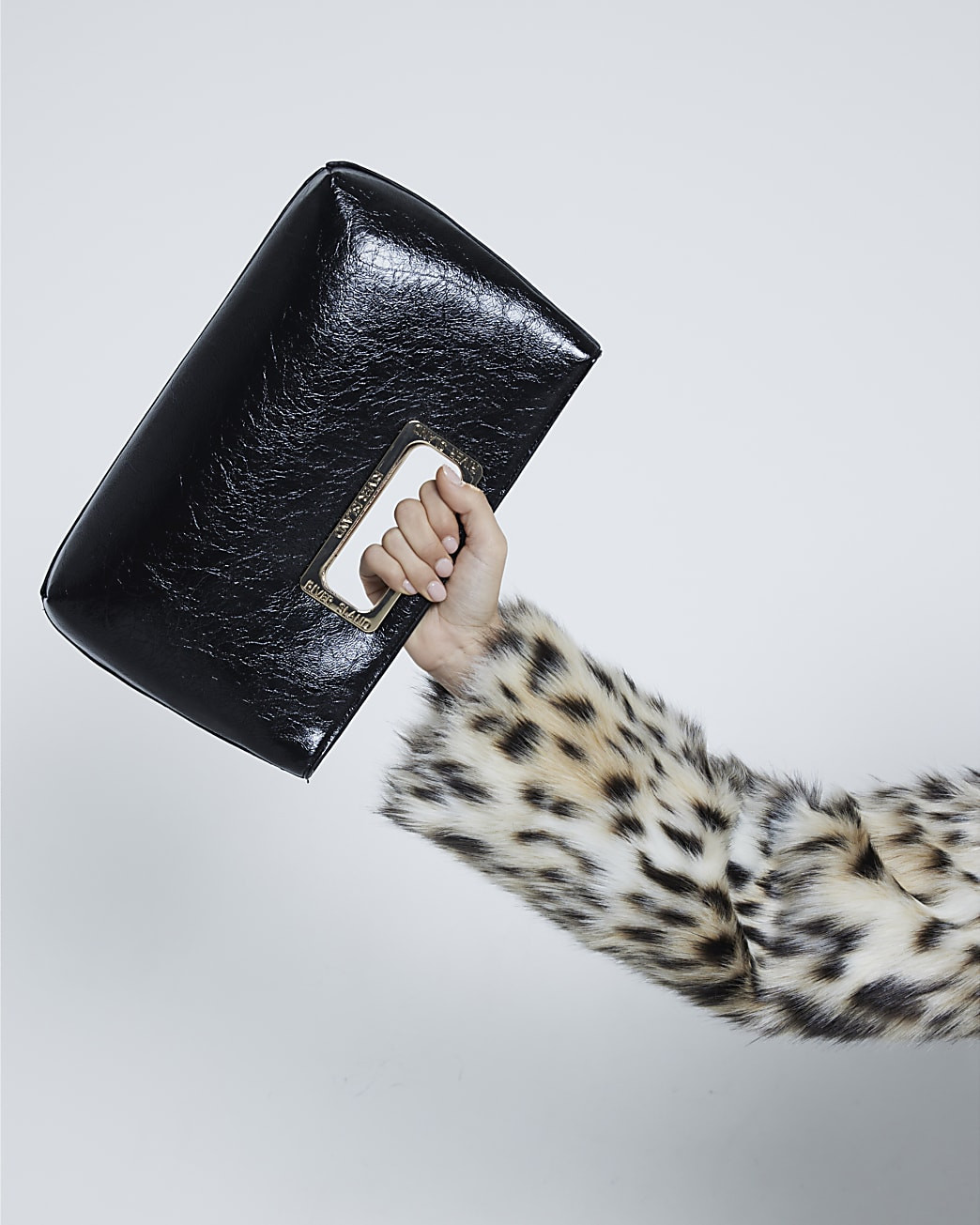 Black Metal Handle Clutch | River Island (UK & IE)