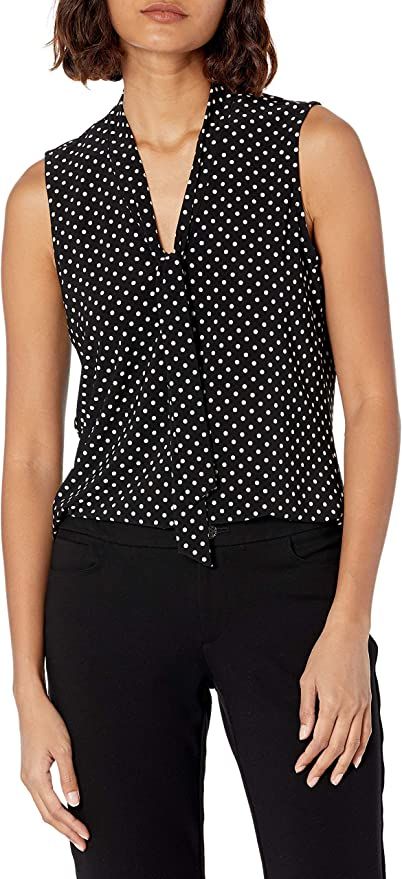 Anne Klein Women's Sleeveless Tie Neck Knit Top | Amazon (US)