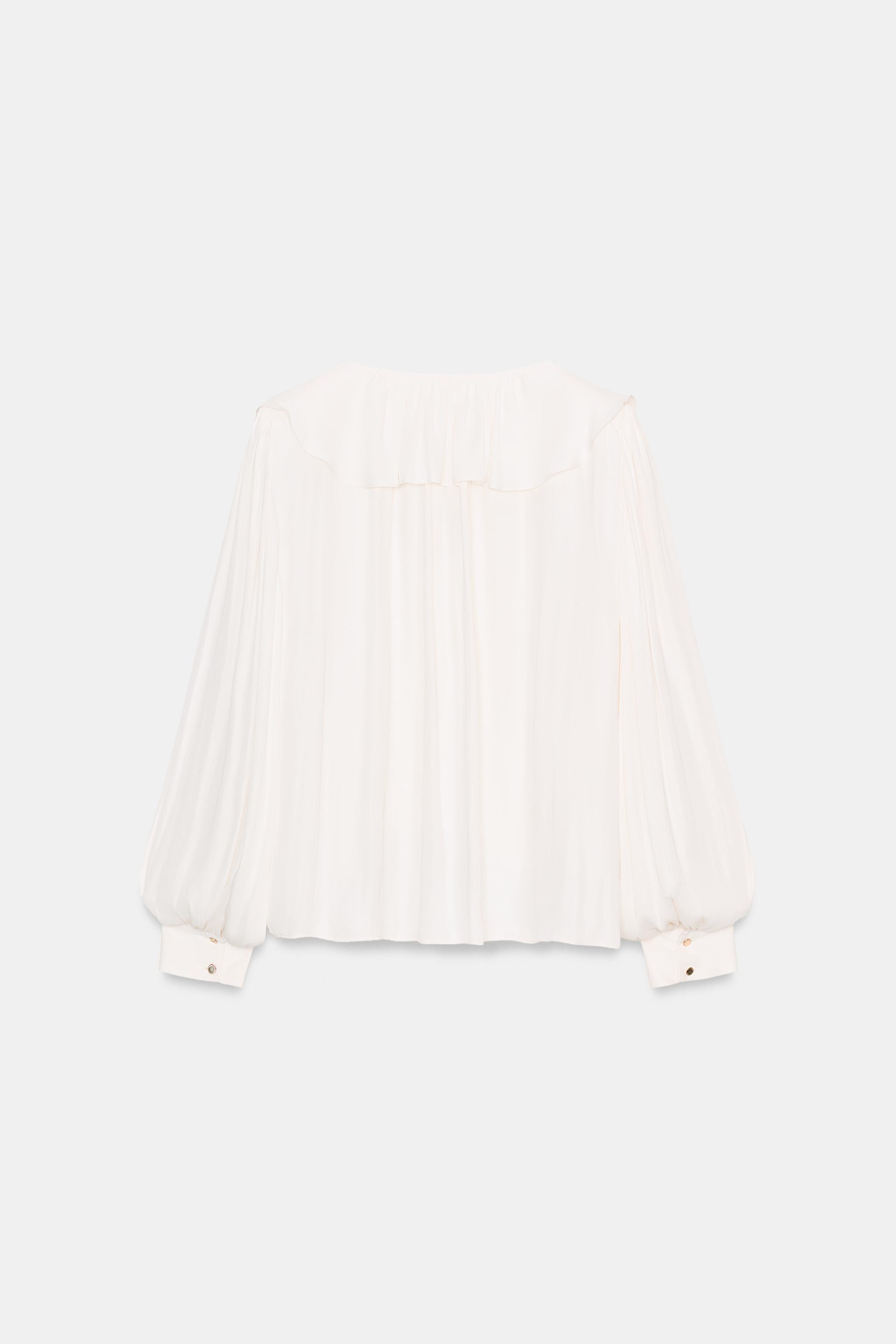 SATIN BLOUSE WITH RUFFLES AND SHOULDER PADS | Zara UK
