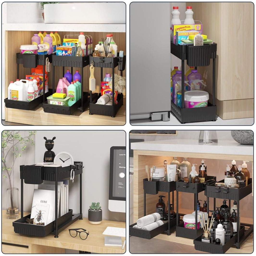 Sevenblue 3 Pack Under Sink Organizers,2-Tier Multi-Use Kitchen and Bathroom Organizers and Stora... | Amazon (US)