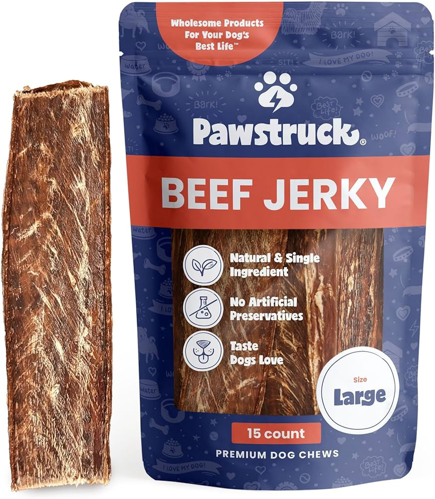 Pawstruck Premium Beef Jerky Dog Treat Chews, Large 10" Strips - Support Hip & Joint Health Natur... | Amazon (US)