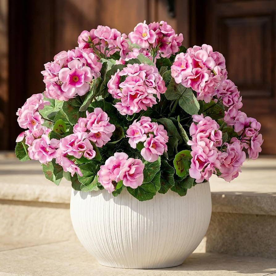 4PCS Fake Flower Artificial Geranium,Artificial Flowers for Outdoors, Geraniums Artificial Flower... | Amazon (US)