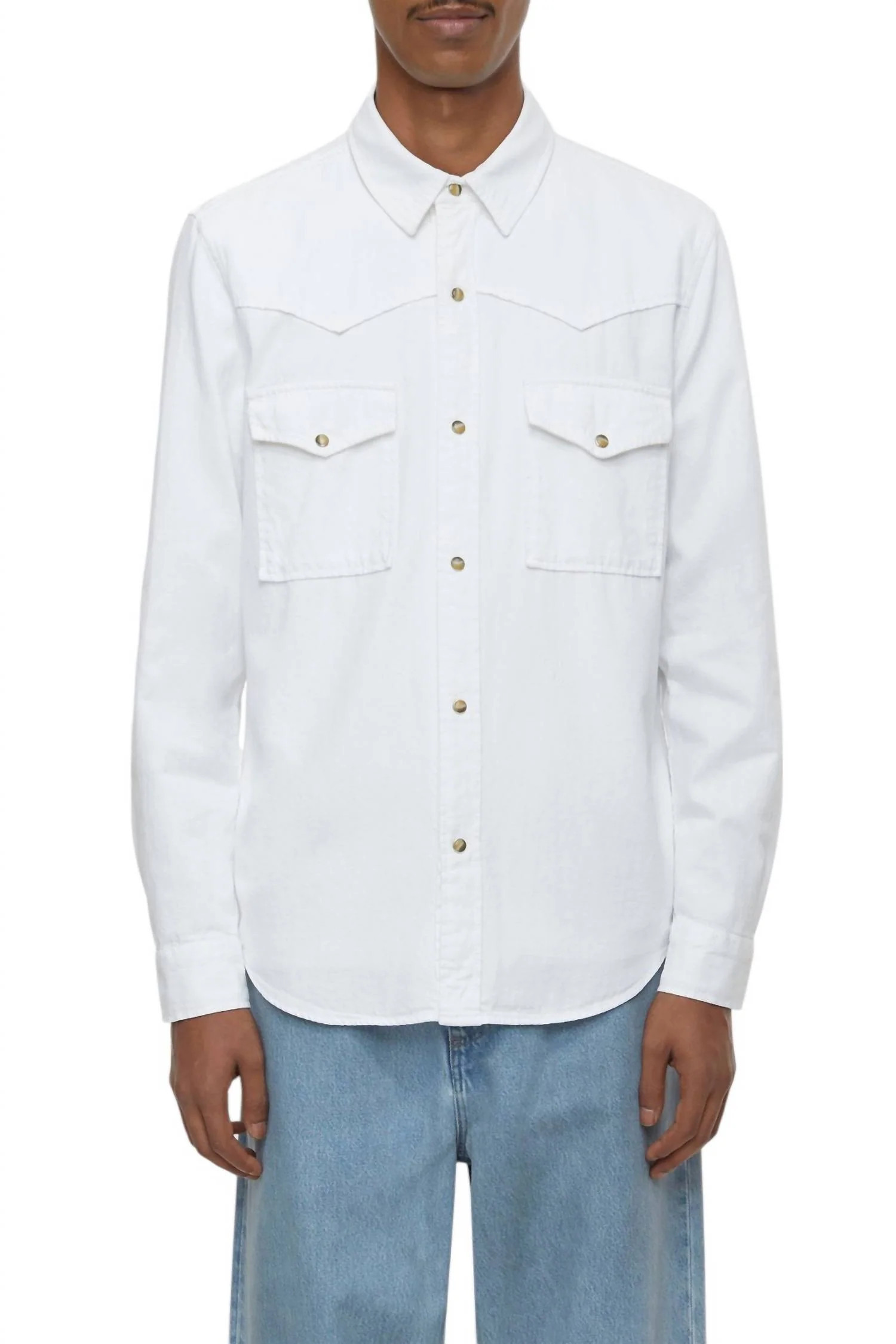 Western Button Down Shirt In White | Shop Simon