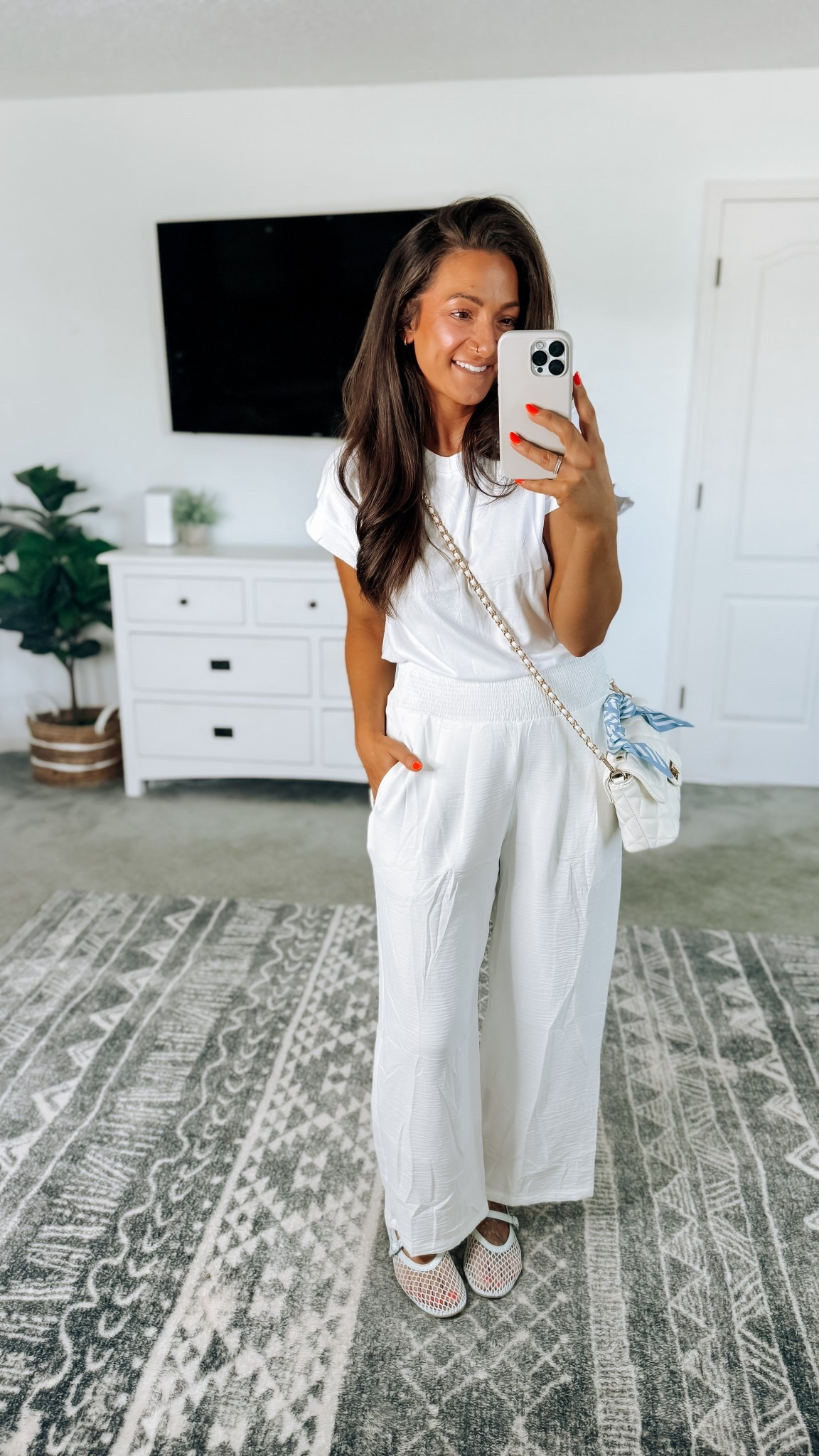 White pants are fully lined 🙌 and so soft/comfy!! 10/10 and the perfect spring outfit option. This cap sleeve white tee is also so good! 

#LTKSeasonal #LTKPetite #LTKootd
