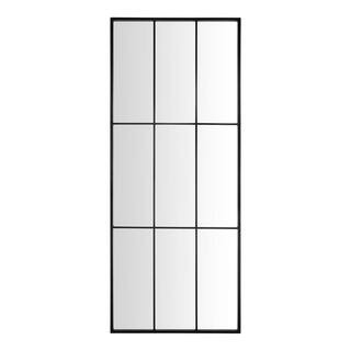 Home Decorators Collection Oversized Black Metal Frame Windowpane Classic Floor Mirror (70 in. H ... | The Home Depot