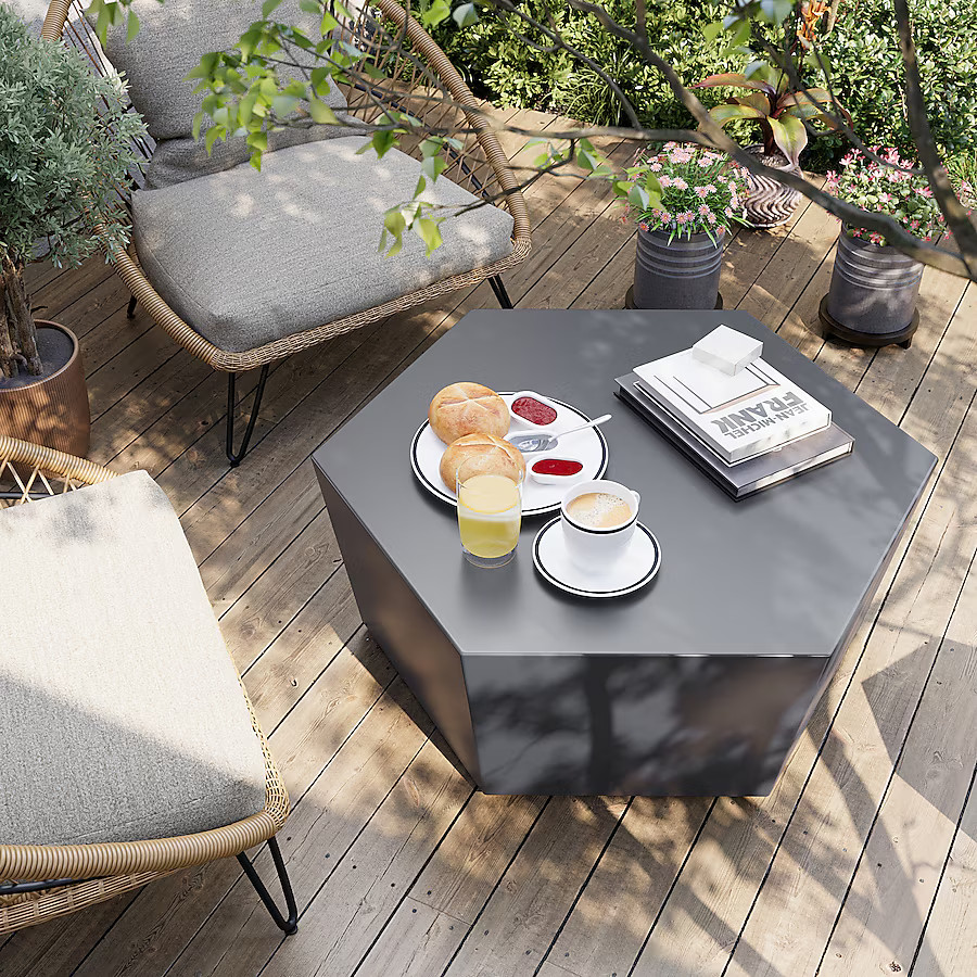 Patio Watcher Hexagonal Coffee Table Hexagon Coffee 30.7-in W x 35.4-in L | Lowe's