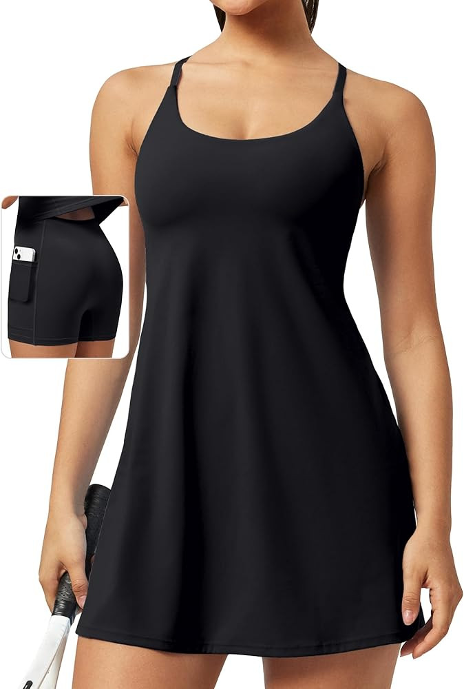 Ewedoos Athletic Tennis Dress for Women with Shorts Underneath Easy Peezy U Neck Adjustable Strap... | Amazon (US)