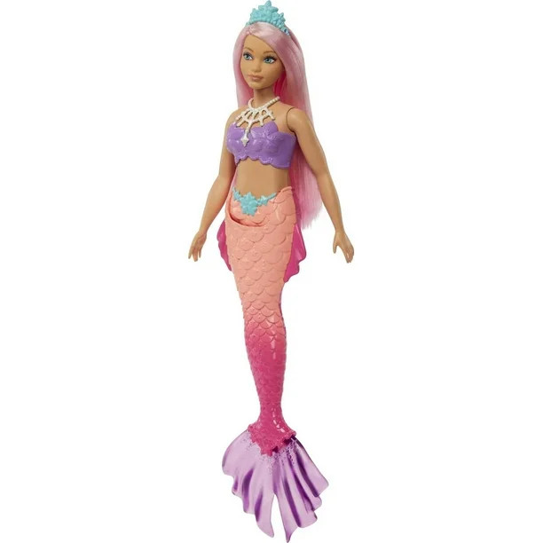 Barbie Dreamtopia Mermaid Doll with Curvy Body, Pink Hair & Tail & Tiara Accessory | Walmart (US)