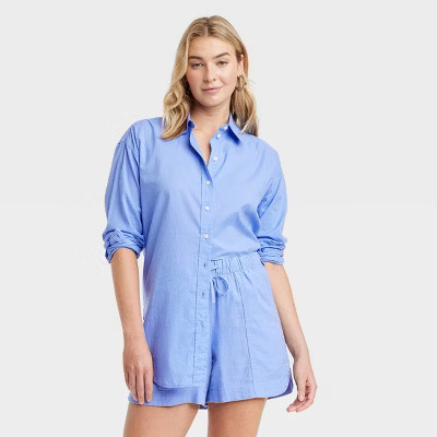 Women's Tunic Long Sleeve Collared Button-Down Shirt - Universal Thread™ | Target
