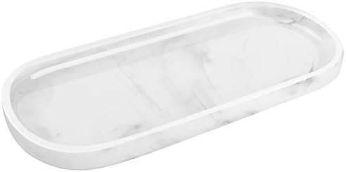 Luxspire Bathroom Vanity Tray, Toilet Tank Oval Storage Tray, Resin Handmade Bathroom Bathtub Kit... | Amazon (US)