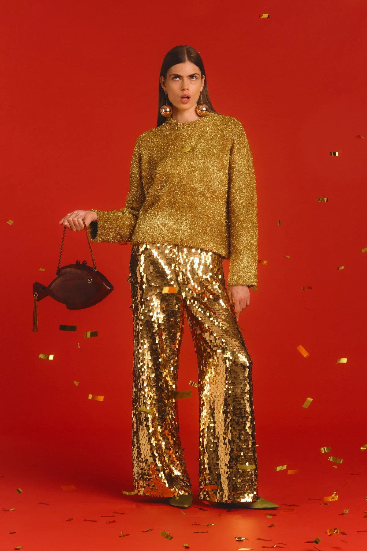 Nella Sequin Wide Leg Pant In Star Gold | Simon Miller