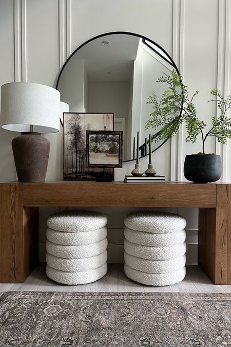 Entryway console: light and bright with a mood. Love this wood table, it’s become such a favorite! On sale now! As well as the lamp, the oversized mirror, the rug.
Memorial Day sale 
Modern organic home 

#LTKHome #LTKSaleAlert