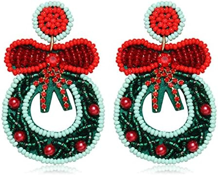 Christmas Earrings for Women Beaded Holiday Reindeer Bulb Boot Earrings Handmade Christmas Tree D... | Amazon (US)