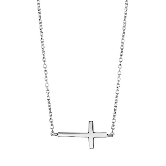 Vera 5S-958 Sterling Silver Cross Sideway Necklace | Walmart (US)