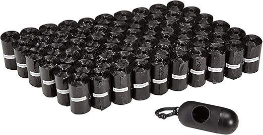AmazonBasics Unscented Standard Dog Poop Bags with Dispenser and Leash Clip, 13 x 9 Inches, Black... | Amazon (US)