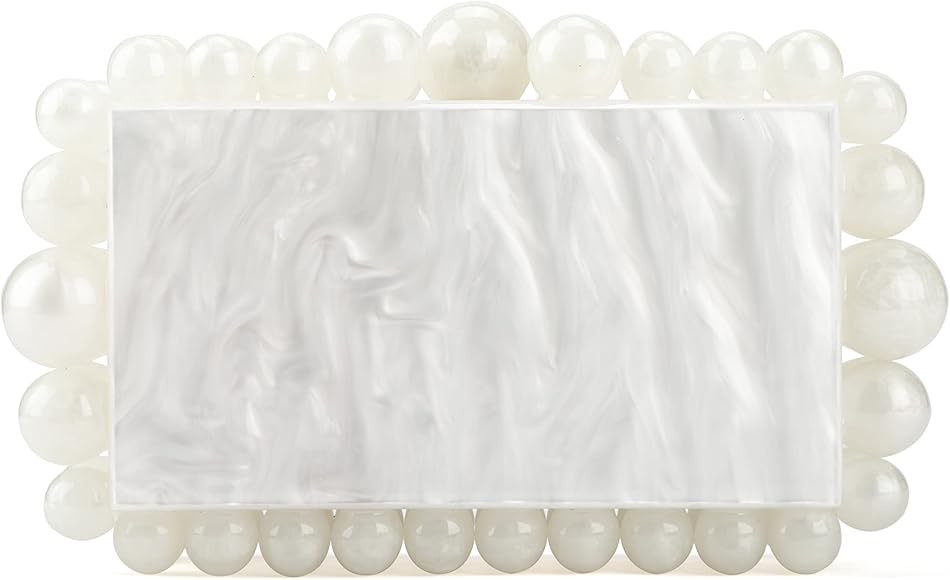 SharPlus Acrylic Marble Clutch Purse Handbag for Women, Handmade Beaded Pearl Evening Bag for Pro... | Amazon (US)