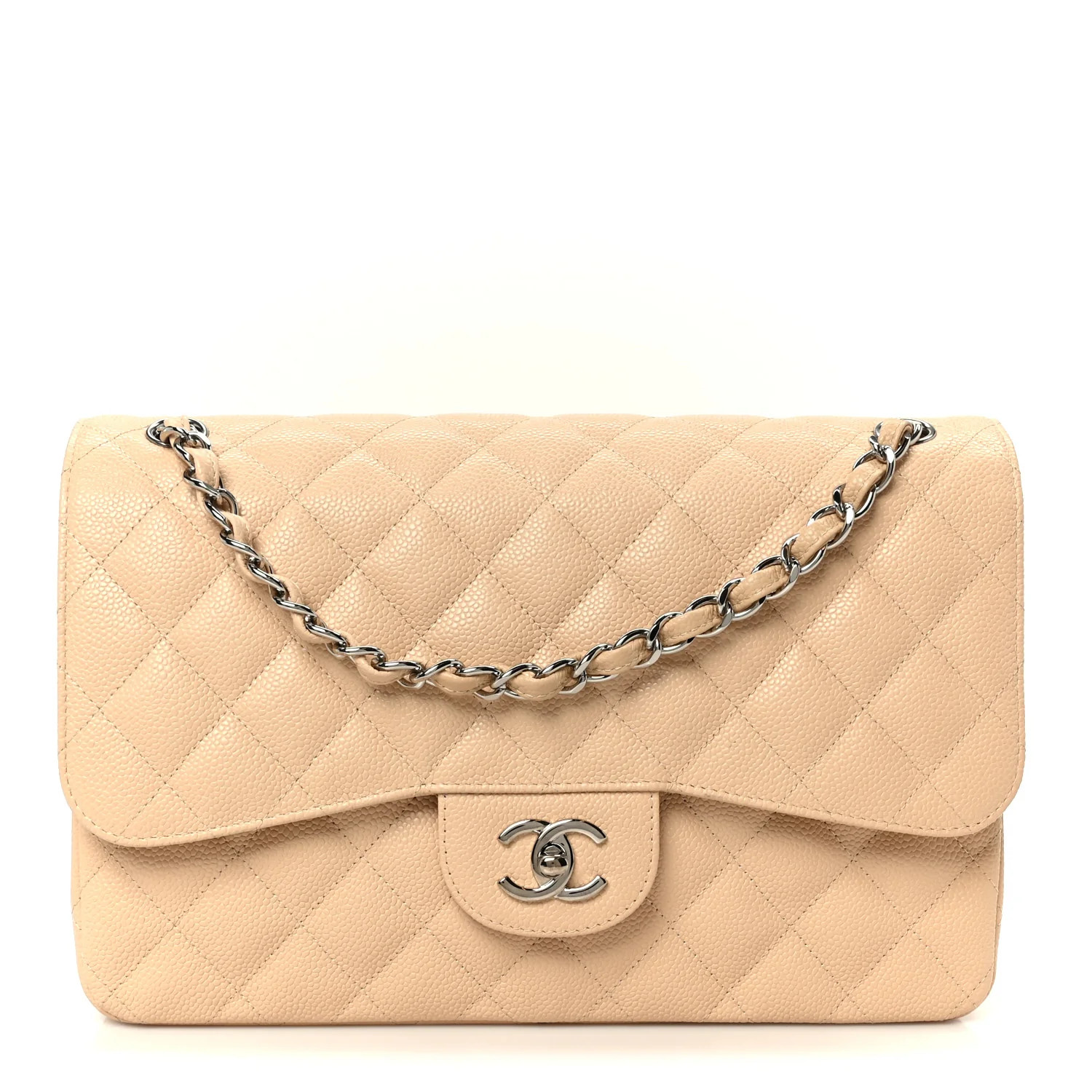 Chanel Caviar Quilted Jumbo Double Flap Beige Clair 1877536 | FASHIONPHILE (US)