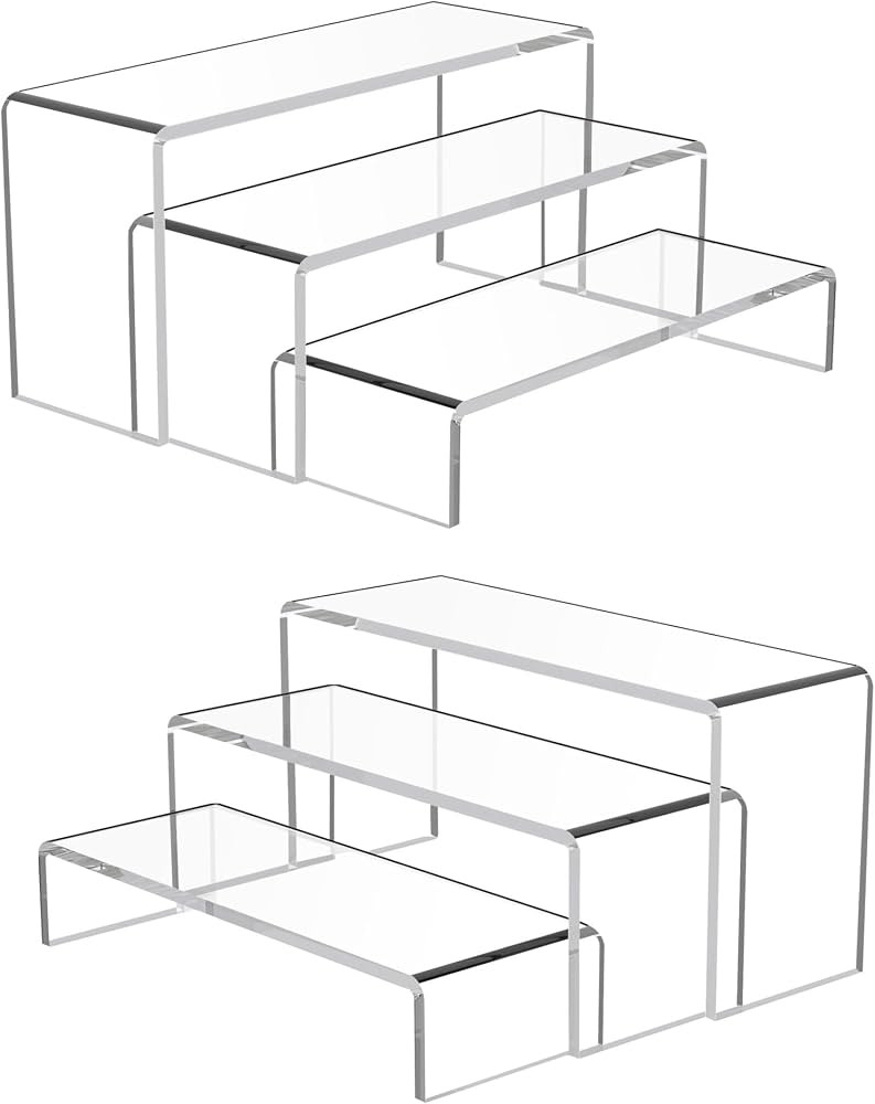 Goabroa Acrylic Display Risers, 2 Sets 6 Pcs Rectangular Acrylic Risers Display Stands, 4mm Thick... | Amazon (US)