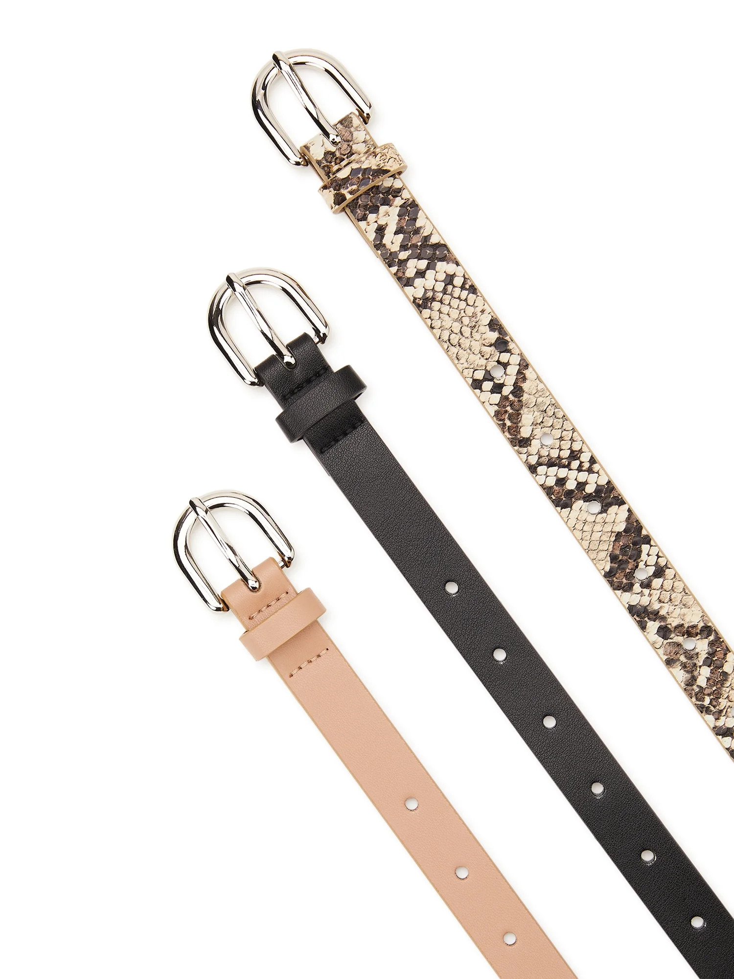 Madden NYC Women's 3 for 1 Belt Set, Black/Tan/Snake Print | Walmart (US)