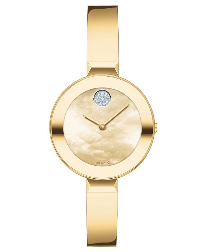 Women's Swiss Bold Gold Ion-Plated Stainless Steel Bangle Bracelet Watch 28mm | Macys (US)