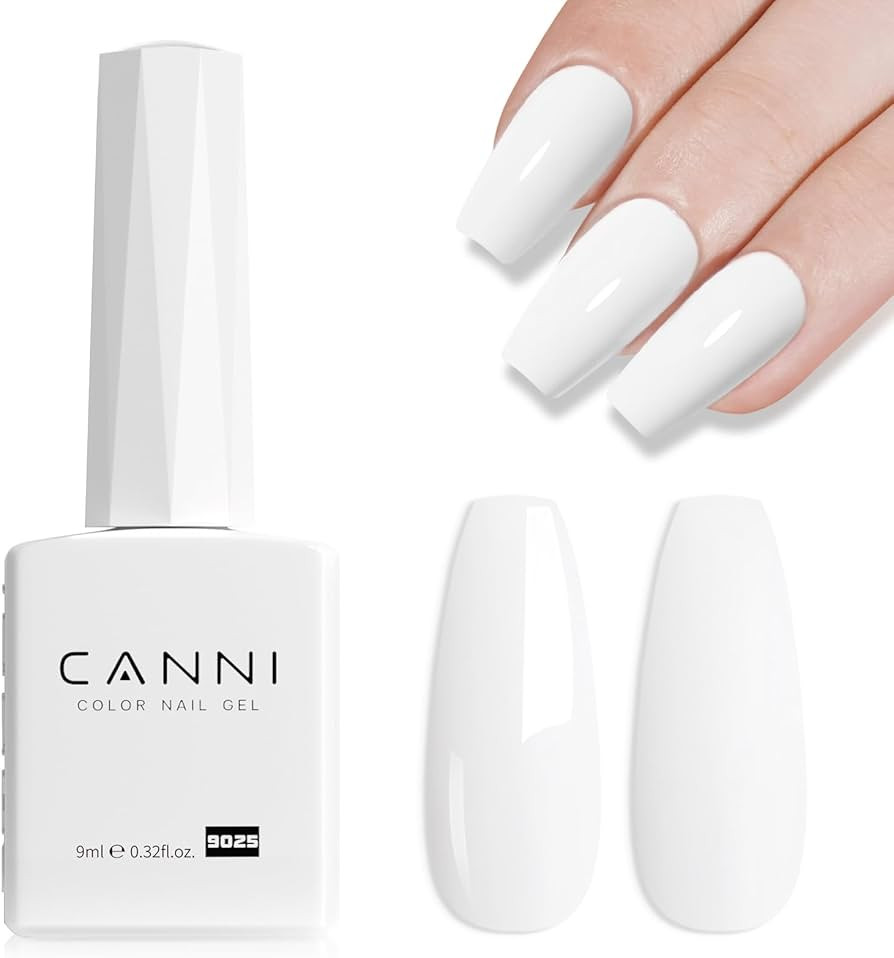 CANNI White Gel Polish, 1Pcs Gel Polish Pure White Color Gel White Polish Nail High Gloss Soak Of... | Amazon (US)