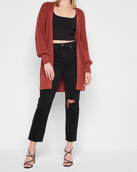 Pointelle Belted Cardigan | Express