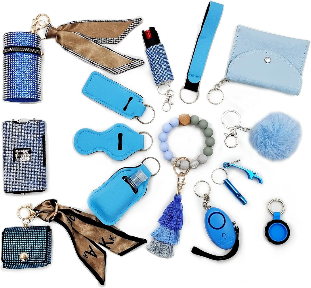 BATUMEYE Gift Keychain Set for Woman with Bottle Opener, Card Holder, Wristlet Strap, Whistle, Tr... | Amazon (US)