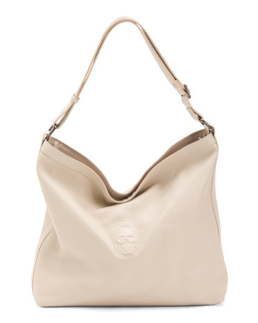Made In Italy Leather Small Skull Embossed Hobo | TJ Maxx