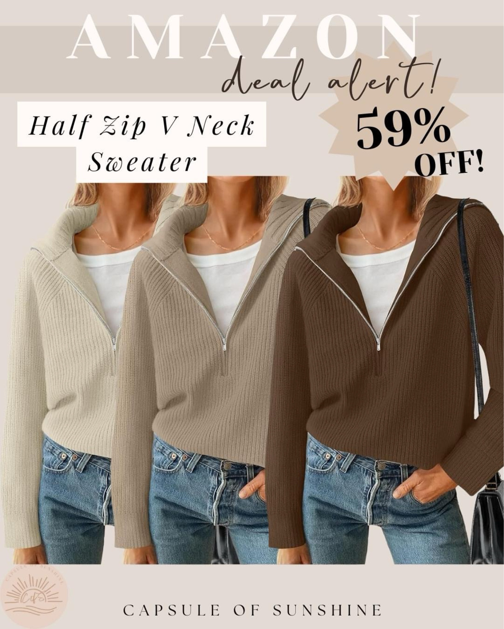 ✨This Half Zip V Neck Sweater is 59% off with the clippable ✂️ + code 298U34PS 

#LTKSeasonal #LTKSaleAlert #LTKStyleTip