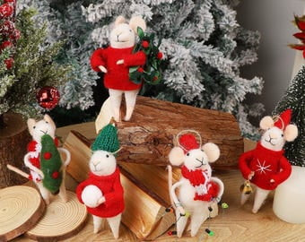 Christmas Felt Mice Ornaments  5pcs, Xmas Wool Mou | Walmart (US)