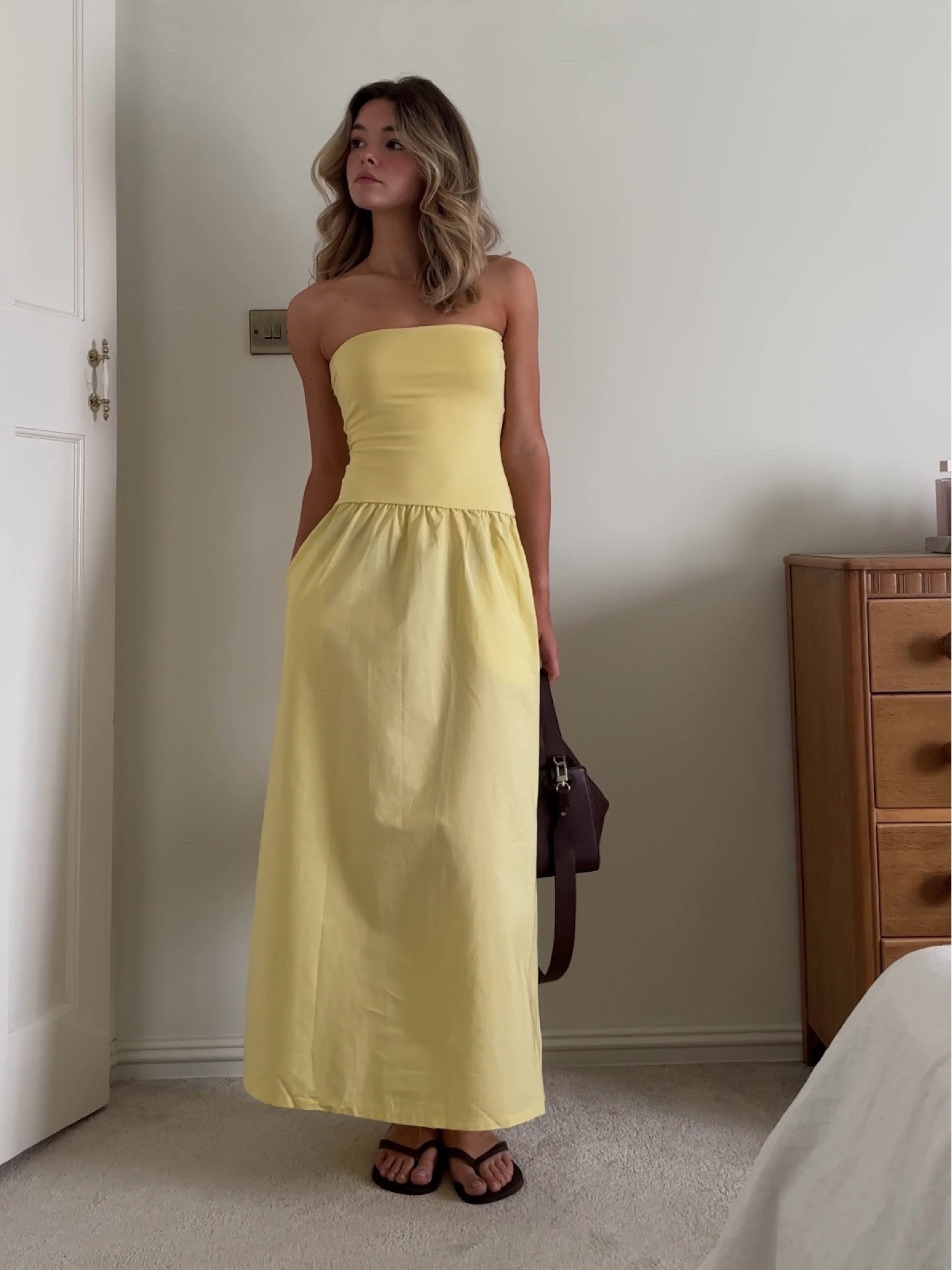ASOS, Havaianas, flip flops, summer dress, bandeau dress, yellow dress, drop waist dress, summer outfit, holiday outfit, minimal outfit 

#LTKtravel #LTKuk #LTKsummer