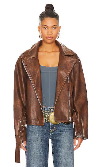Lana Faux Leather Jacket in Brown | Revolve Clothing (Global)