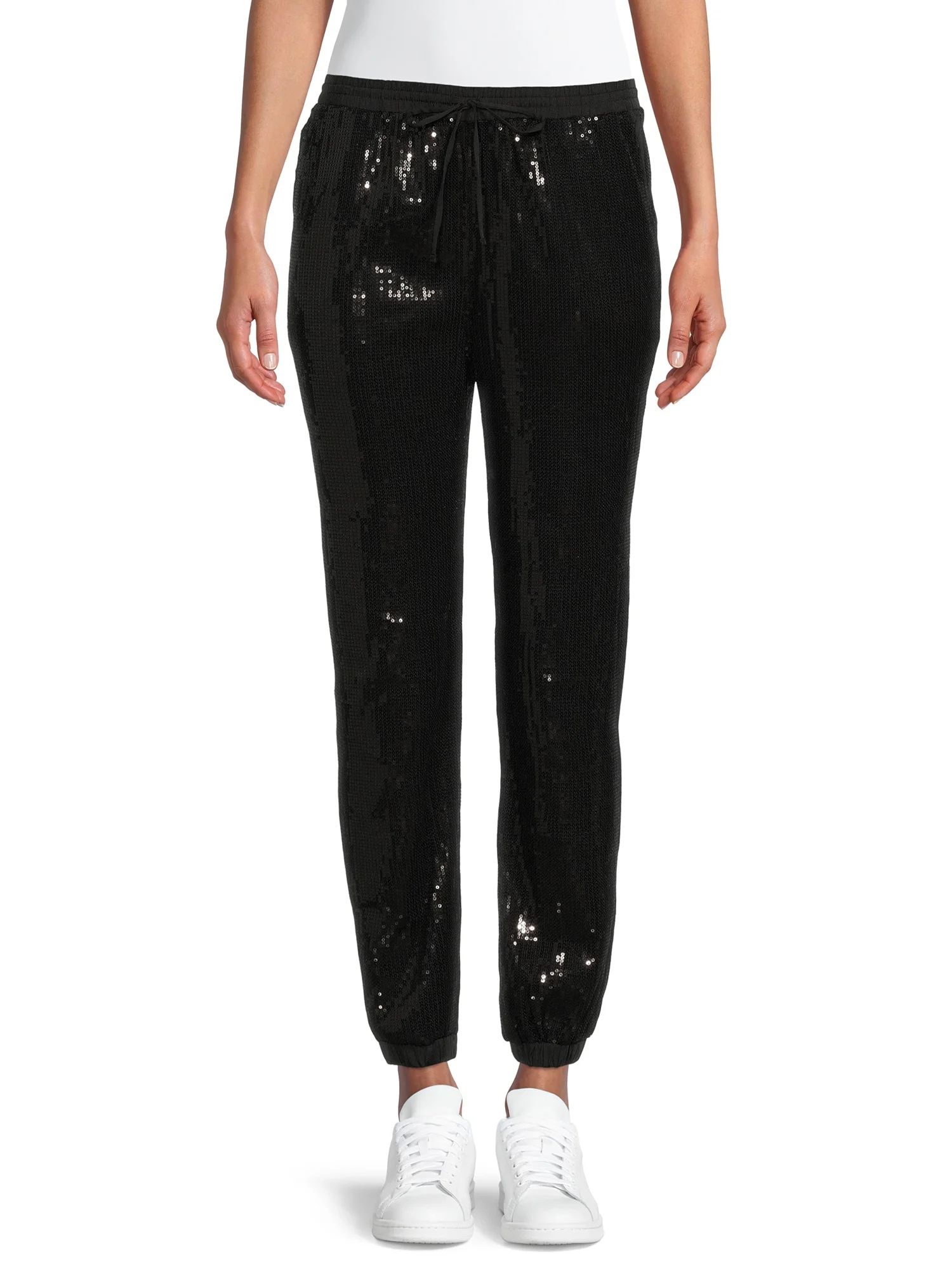 Time and Tru Women's Sequin Jogger Pants - Walmart.com | Walmart (US)