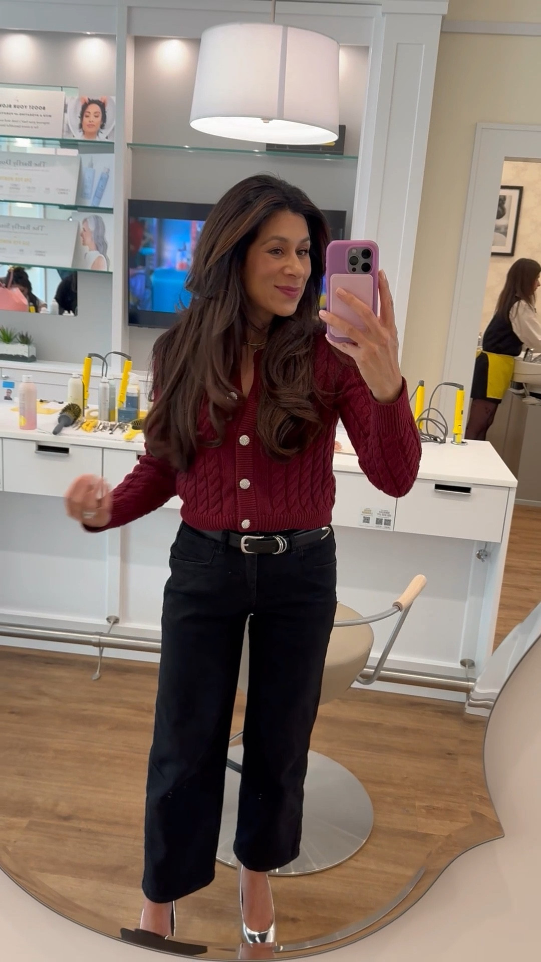 Love this look for my drybar appointment! Cute cardigan with my fave jeans and of course a pop of silver on my feet! My go to heels! 

#LTKShoeCrush #LTKStyleTip #LTKSeasonal